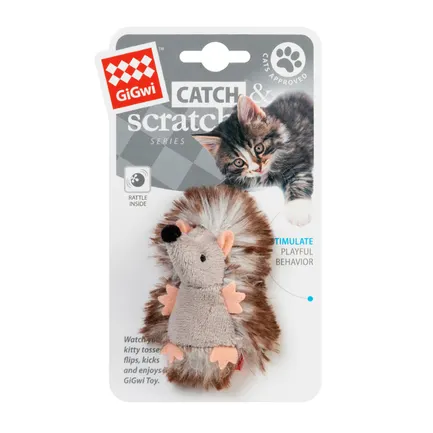 Іграшка для котів Їжачок з брязкальцем GiGwi Catch &amp; scratch плюш, штучне хутро, 7 см — Фото 1