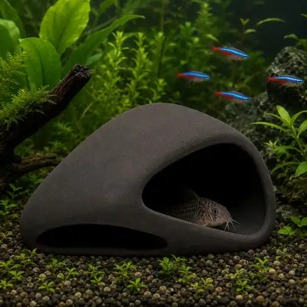 Декорація Hobby Wave Cave 2 dark 17x16x8,5 см - керамічне укриття для риб і креветок в акваріумі (41656): додаткове фото 3