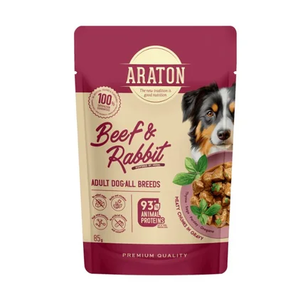 ARATON Adult with Beef and Rabbit Вологий корм для дорослих собак з яловичиною і кроликом, 85 г