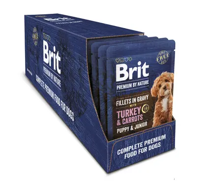 Корм вологий Brit Premium Fillets in Gravy Turkey &amp; Carrots Puppy для цуценят малих порід філе в соусі індичка і морква 85 г — Фото 2