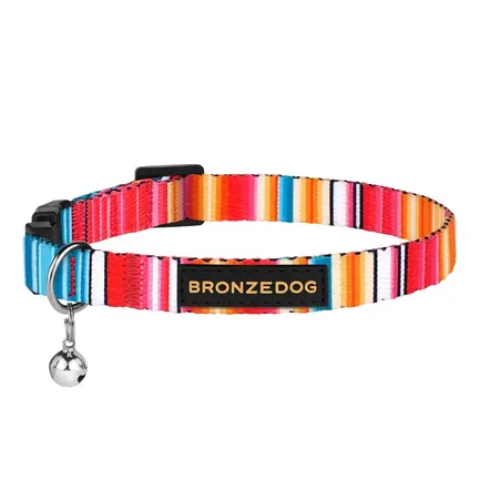 Нашийник для Котів BronzeDog Urban West Нейлоновий з Пластиковою Пряжкою та Дзвіночком Червоний XS: додаткове фото 4