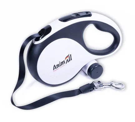 TM AnimAll Рулетка-повідець з диспенсером L до 50 кг/5 метрів, біла
