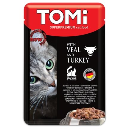 TOMi Superpremium Veal Turkey ТОМИ ТЕЛЯТИНА ІНДИЧКА консерви для котів, вологий корм, пауч 100г 0,1 кг