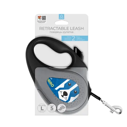 Повідець-рулетка для собак WAUDOG R-leash, малюнок "Патрон", L, до 50 кг, 5 м, світловідбиваюча стрічка: додаткове фото 2