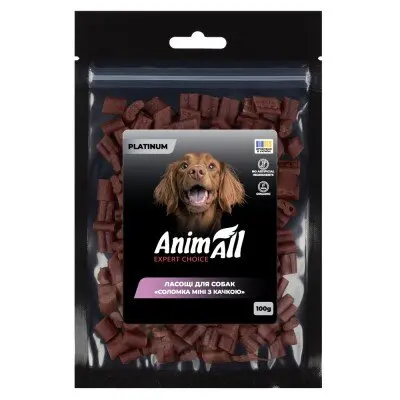 Ласощі для собак AnimAll Platinum Соломка міні з качкою 100 г