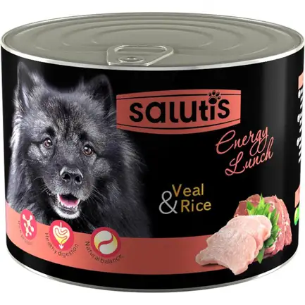Salutis Energy Lunch Veal Chicken Rice консерва для собак телятина, курка і рис, 525 г