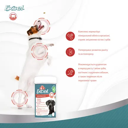 Вітаміни 8in1 Excel Calcium для цуценят та дорослих собак, для зубів та кісток, кальцій, 155 шт: додаткове фото 5