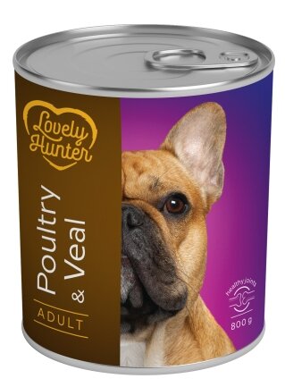 Вологий корм для дорослих собак з м&#039;ясом птиці і телятиною Lovely Hunter Adult Poultry and Veal 800 г