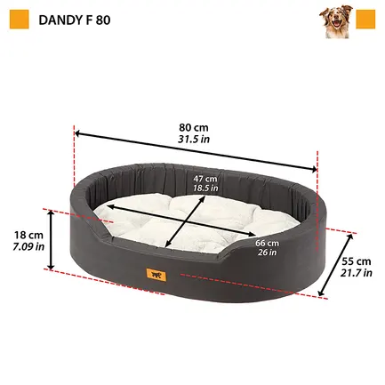 Ferplast DANDY 80 HAIR BLACK-GREY М'яке місце, бавовна: додаткове фото 2