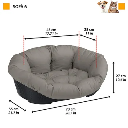 Ferplast SOFA&#039; 6 Місце д/собаки пластик+чохол (бавовна) — Фото 1