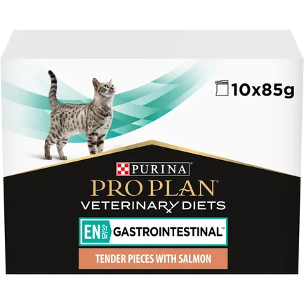 Вологий дієтичний корм PRO PLAN VETERINARY DIETS EN Gastrointestinal для кошенят та дорослих котів для зменшення розладів кишкової абсорбції та годівлі у період відновлення, одужання з лососем 10х85 г: додаткове фото 6