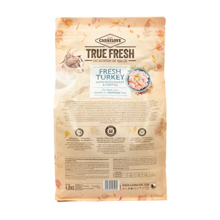 Корм сухий для котів Carnilove True Fresh Cat Turkey з індичкою, 4,8 кг: додаткове фото 2