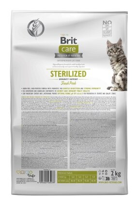 Сухий корм Brit Care Cat by Nutrition Sterilized Immunity Support для стерилізованих котів, зі свининою, 2 кг — Фото 1