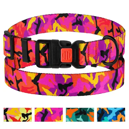 Нашийник для Собак BronzeDog Urban Camo Нейлоновий з Пластиковою Пряжкою Рожевий XL: додаткове фото 5