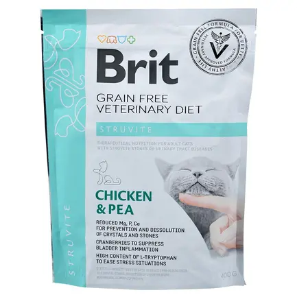 Сухий корм Brit GF VetDiet Cat Struvite для котів, при сечокам'яній хворобі, з куркою та горохом, 400 г: додаткове фото 3