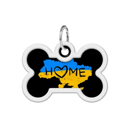 Адресник для собак і котів металевий WAUDOG Smart ID з QR паспортом, малюнок "Дім", кістка, Д 40 мм, Ш 28 мм: додаткове фото 2