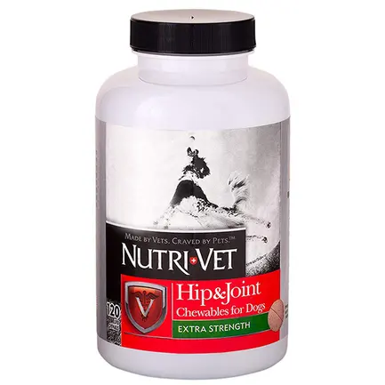 Nutri-Vet Hip&Joint Extra НУТРІ-ВЕТ ЗВ’ЯЗКИ ТА СУГЛОБИ ЕКСТРА, 2 рівень, хондроїтин і глюкозамін для собак з МСМ, жувальні таблетки 120 табл.