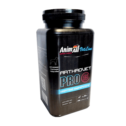 Хондропротектор AnimAll VetLine Arthrovet PRO для великих порід собак 2 г × 250 табл