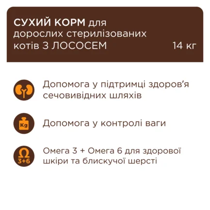 С4Р Преміум сухий корм з лососем для стерилізованих дорослих котів, 14 кг: додаткове фото 6