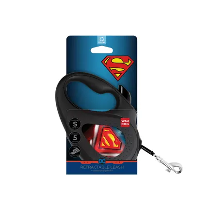 Повідець-рулетка для собак WAUDOG R-leash, малюнок "Супермен Лого", S, до 15 кг, 5 м, світловідбиваюча стрічка: додаткове фото 2