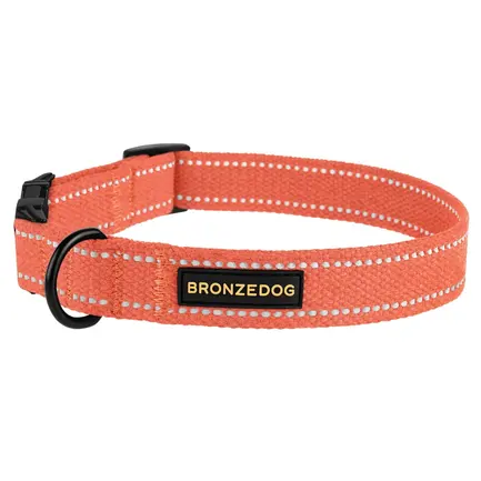 Нашийник для собак Bronzedog Сotton рефлекторний бавовняний брезент з металевою пряжкою оранжевий M: додаткове фото 2