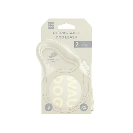 Повідець-рулетка для собак WAUDOG R-leash Monochrome White, XS, до 12 кг, 3 м, світловідбивна стрічка, біла: додаткове фото 3