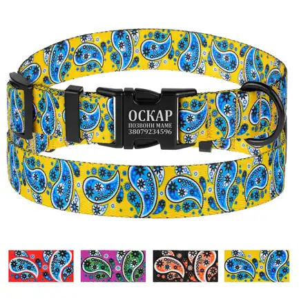 Нашийник для собак BronzeDog Urban нейлоновий Огірки Жовтий S: додаткове фото 2