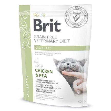 Сухий корм Brit GF VetDiet Cat Diabetes для котів, при цукровому діабеті, з куркою та горохом, 400 г