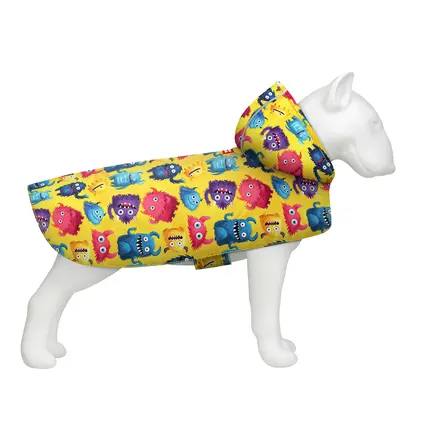 Дощовик-накидка з капюшоном для собак WAUDOG Clothes, малюнок "Мохнаті монстри", XL, А 55-61 см, B 68-80 см, С 42-52 см