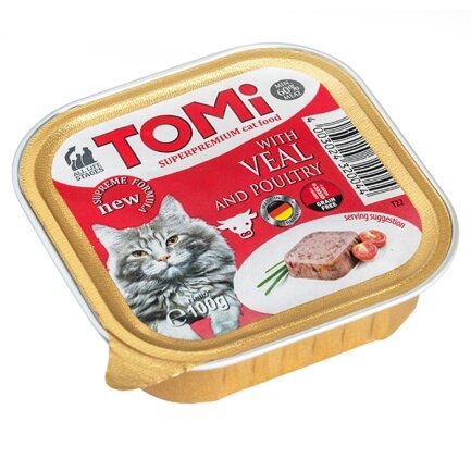 TOMi Veal Poultry ТОМІ ТЕЛЯТИНА ПТИЦЯ консерви для котів, паштет 0,1 кг