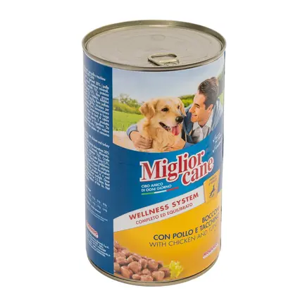 Вологий корм Migliorcane для собак, зі шматочками курки та індички, 1250 г: додаткове фото 4