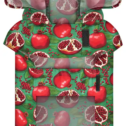 Дощовик-накидка з капюшоном для собак WAUDOG Clothes, малюнок "Гранати", XL, А 55-61 см, B 68-80 см, С 42-52 см: додаткове фото 4
