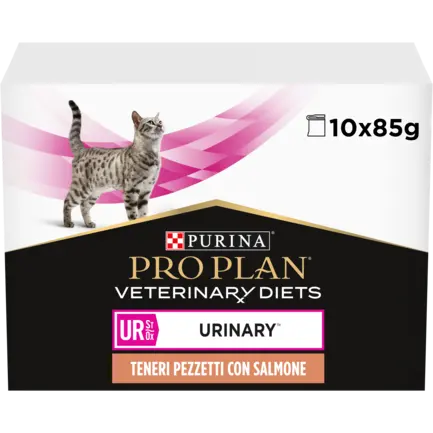 Вологий дієтичний корм PRO PLAN VETERINARY DIETS UR ST/OX Urinary для дорослих котів для розчинення та зниження утворення струвітних каменів з лососем 10х85 г