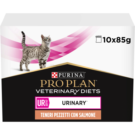 Вологий дієтичний корм PRO PLAN VETERINARY DIETS UR ST/OX Urinary для дорослих котів для розчинення та зниження утворення струвітних каменів з лососем 10х85 г