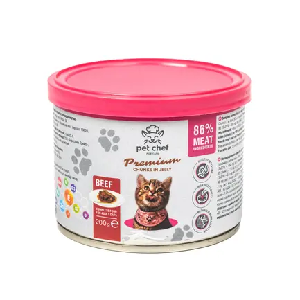 Корм вологий для дорослих котів Pet Chef, шматочки в желе з яловичиною 200 г: додаткове фото 3