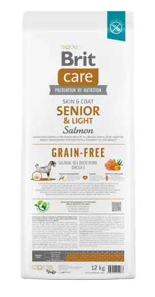 Сухий корм Brit Care Dog Grain-free Senior & Light для старіючих собак, беззерновий з лососем, 12 кг: додаткове фото 5