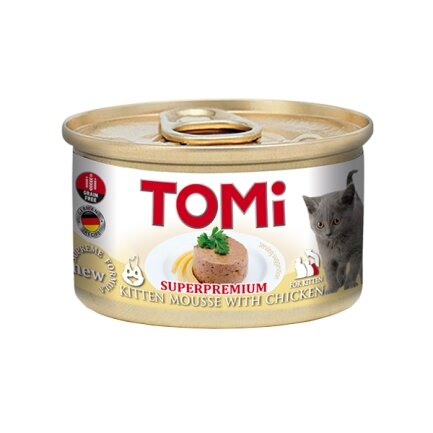 TOMi For Kitten with Chicken ТОМІ ДЛЯ КОШЕНЯТ КУРКА консерви для кошенят, мус, банка 85г 0,085 кг