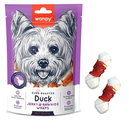 Wanpy Duck Jerky & Rawhide Wraps ВАНПІ КІСТКА З ВУЗЛАМИ ТА В’ЯЛЕНОЮ КАЧКОЮ ласощі для собак 0,1 кг