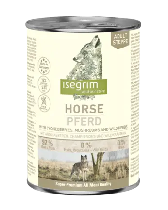 ISEGRIM Horse pure with Chokeberries, Champignons & Wild Herbs 400 г. Вологий корм для собак. Конина з горобиною