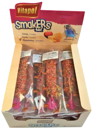 Колба Vitapol Smakers Box для папугай, зі смаком полуниці, упаковка 12 шт