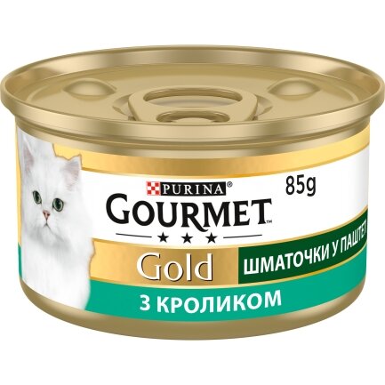 Вологий корм GOURMET Gold для дорослих котів шматочки у паштеті з кроликом 85 г