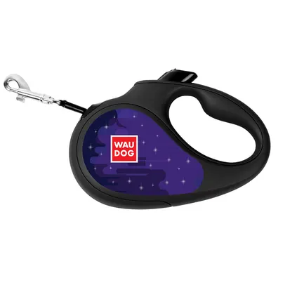 Повідець-рулетка для собак WAUDOG R-leash, малюнок "Більше космосу", світловідбиваюча стрічка, XS, до 12 кг, 3 м чорний: додаткове фото 3