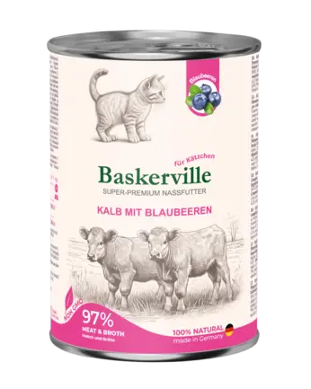 Baskerville KF Super Premium Kalb Mit Blaubeeren. Телятина з чорницею для кошенят, 400 г