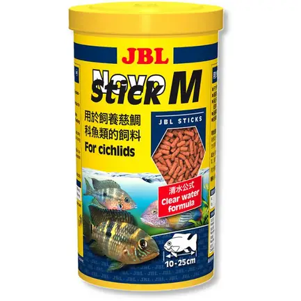 Основний корм JBL NovoStick M в формі паличок для хижих цихлид, 5.5 л