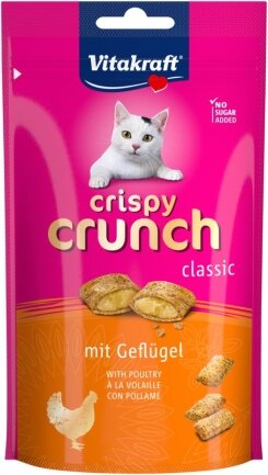 Хрусткі подушечки Vitakraft Crispy Crunch для котів, з м’ясом птахів, 60 г