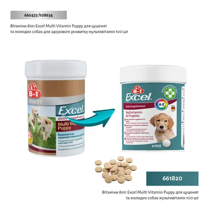 Вітаміни 8in1 Excel Multi Vitamin Puppy для цуценят та молодих собак, мультивітамін, 100 шт: додаткове фото 2