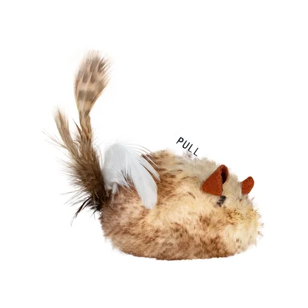 Іграшка для котів WAUCAT Fun Melodic Мишка зі звуковим чипом, штучне хутро, перо, 130 мм: додаткове фото 3