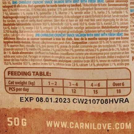 Ласощі Carnilove Cat Crunchy Snack для котів, лосось та м'ята, 50 г: додаткове фото 3