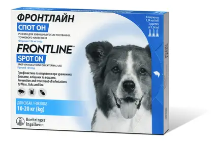 Краплі Boehringer Ingelheim Фронтлайн Спот Он від бліх і кліщів для собак, M, 10-20 кг, ціна за 1 піпетку