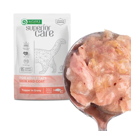 Nature's Protection Superior Care Adult Cats Skin&Coat Tuna & Shrimps Вологий корм для котів для догляду за шкірою та шерстю з тунцем і креветками, 70 г: додаткове фото 6